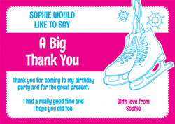 pink ice skating thank you cards