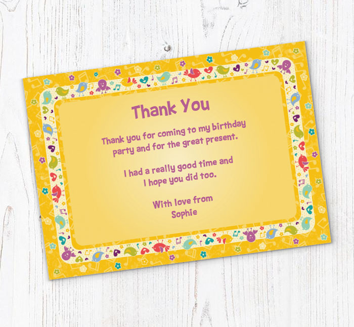 yellow birds border thank you cards