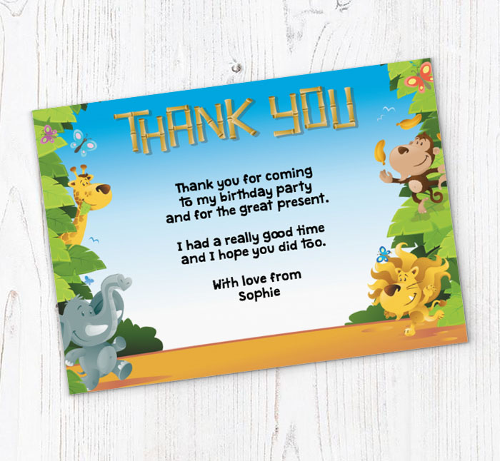 jungle thank you cards