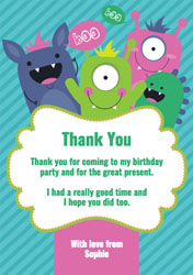 monster bash thank you cards