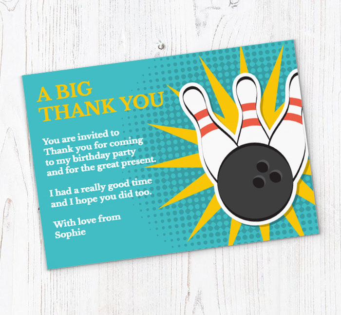 bowling strike thank you cards