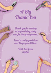 pampering hands thank you cards