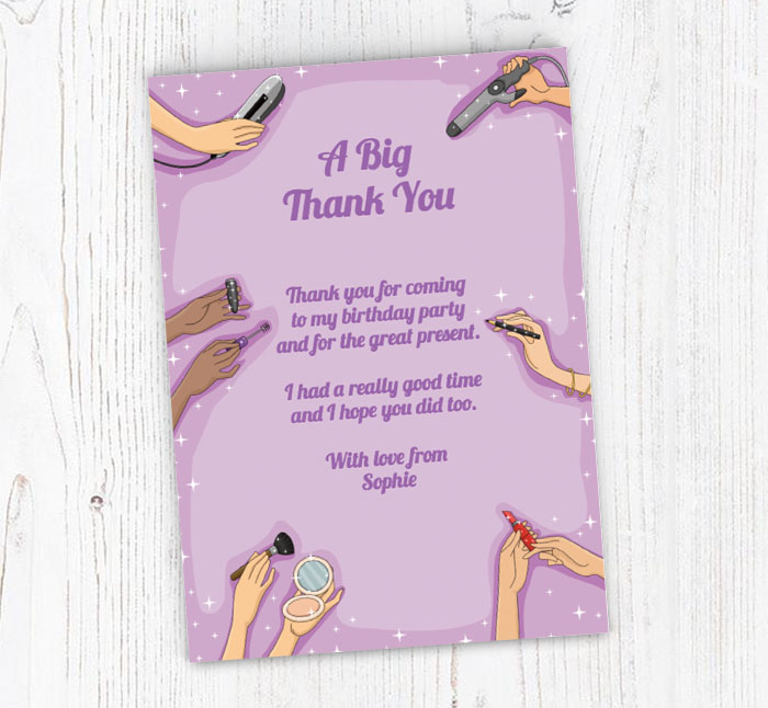 pampering hands thank you cards