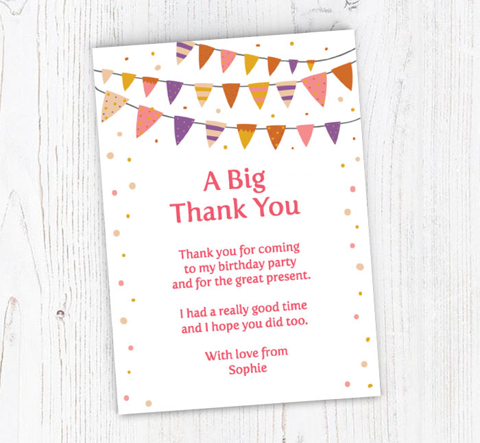 party bunting thank you cards