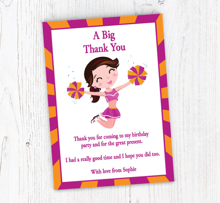 cheerleader thank you cards