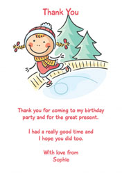 little girl ice skating thank you cards