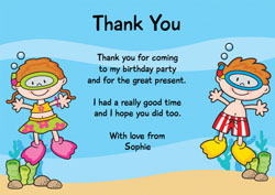 snorkeling children thank you cards