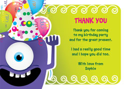 purple monster thank you cards