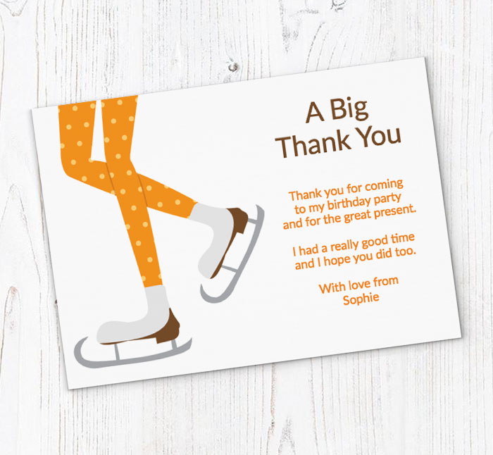 ice skating legs thank you cards