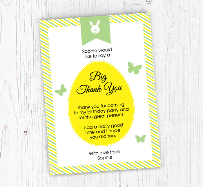 yellow easter egg thank you cards