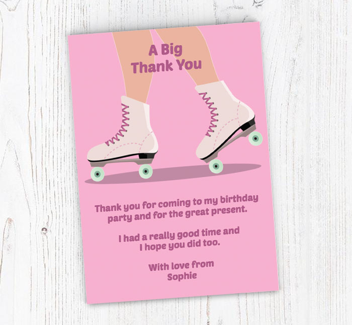 roller skating boots thank you cards