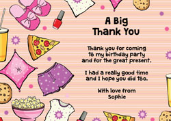 pink sleepover thank you cards