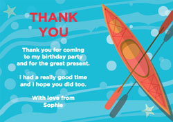 red kayak and paddle thank you cards