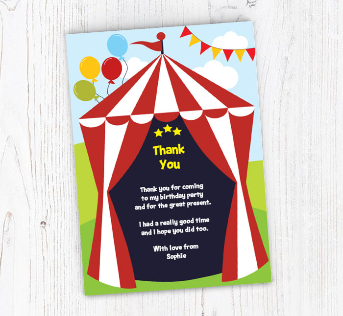 circus thank you cards