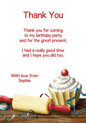 rolling pin and cupcake thank you cards