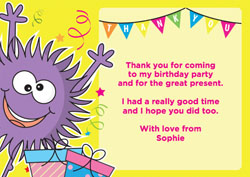 happy monster thank you cards