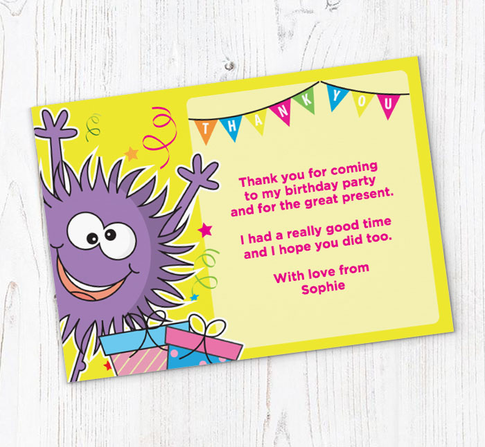 happy monster thank you cards
