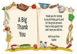 recipe book thank you cards