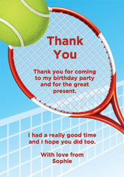 tennis racket and ball thank you cards