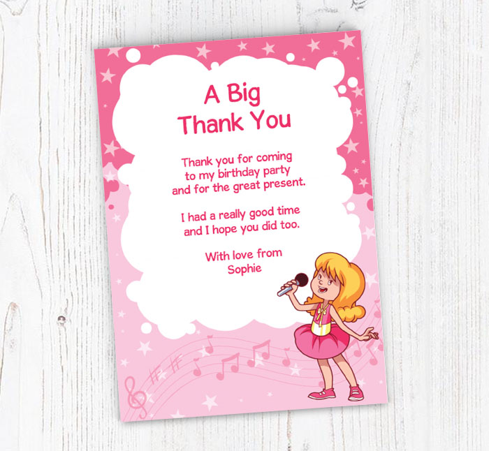 girl singing thank you cards