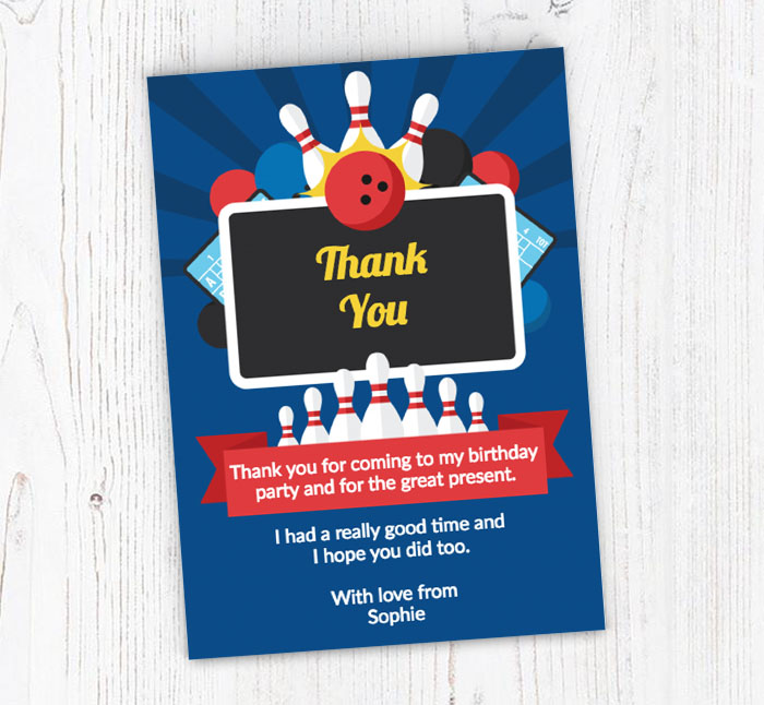 bowling sign thank you cards