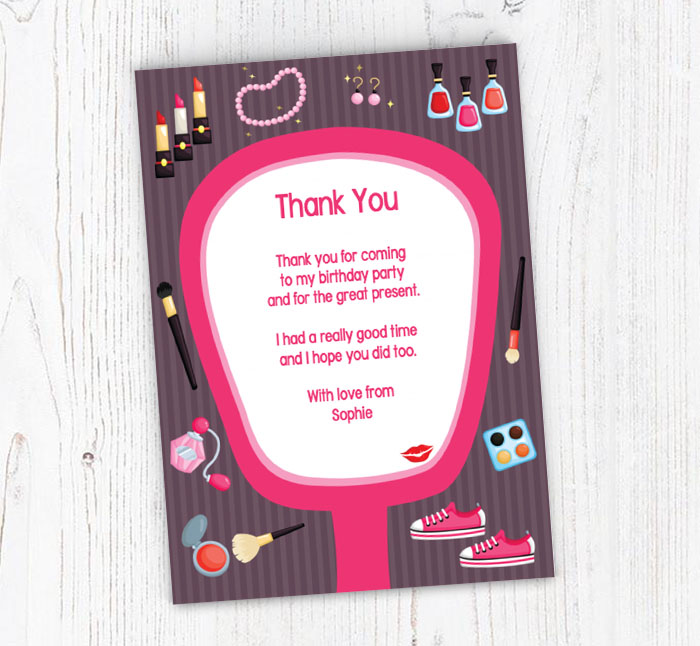 pink mirror thank you cards