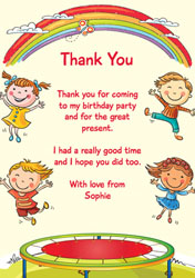 children jumping thank you cards