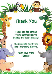 jungle animals thank you cards