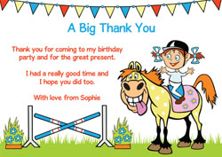 girls horse riding thank you cards