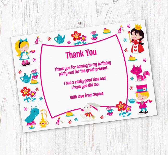 alice in wonderland thank you cards