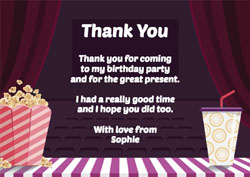 popcorn and drink thank you cards