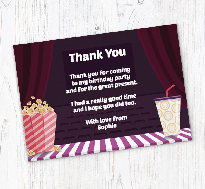 popcorn and drink thank you cards