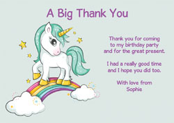 magical unicorn thank you cards