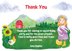 girls farm thank you cards