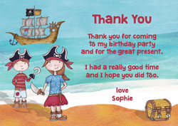 girls pirate thank you cards