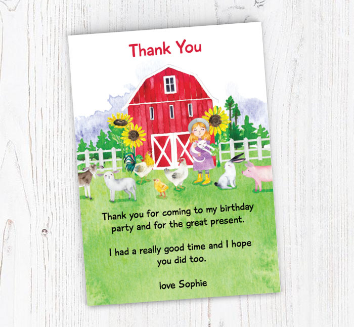 watercolour farm thank you cards