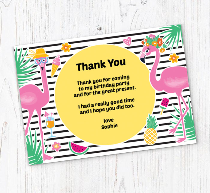 fun flamingos thank you cards