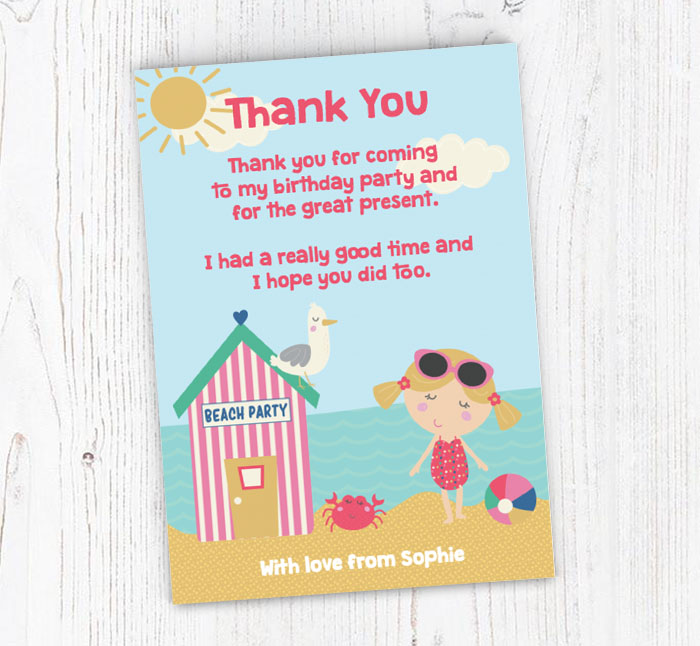 beach hut thank you cards