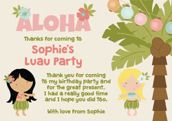 hawaiian childrens thank you cards