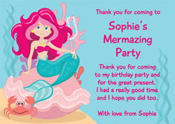 mermaid birthday thank you cards