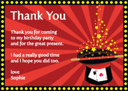 magician party thank you cards