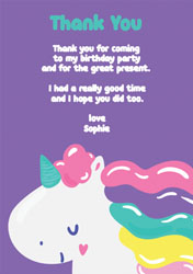 purple unicorn thank you cards