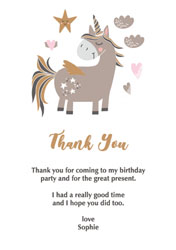 unicorn birthday thank you cards