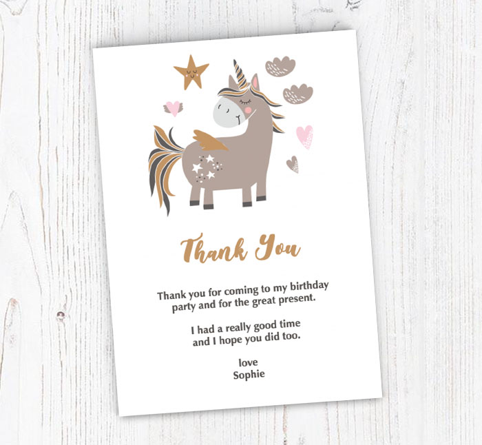 unicorn birthday thank you cards