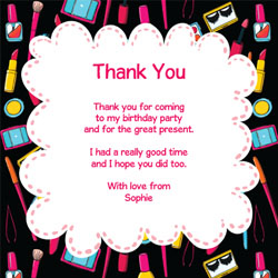 girls makeover thank you cards