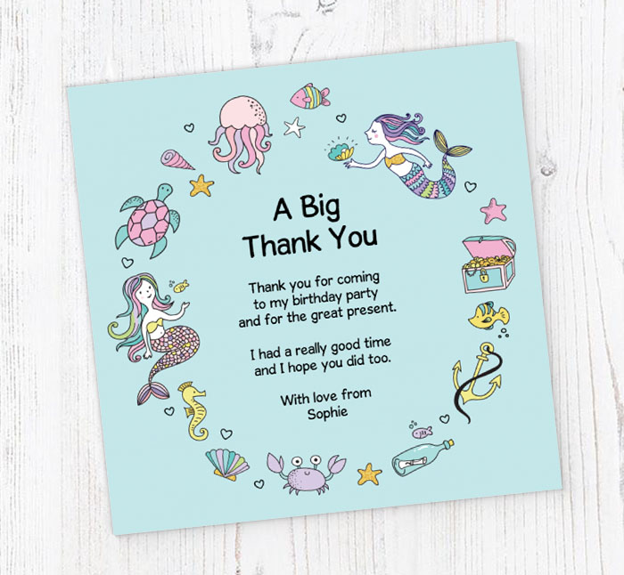 mermaid frame thank you cards