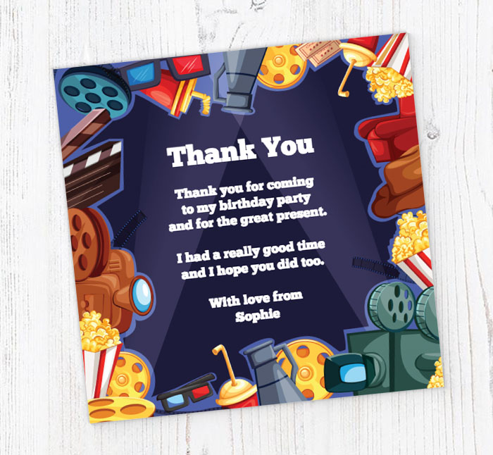 movie night thank you cards