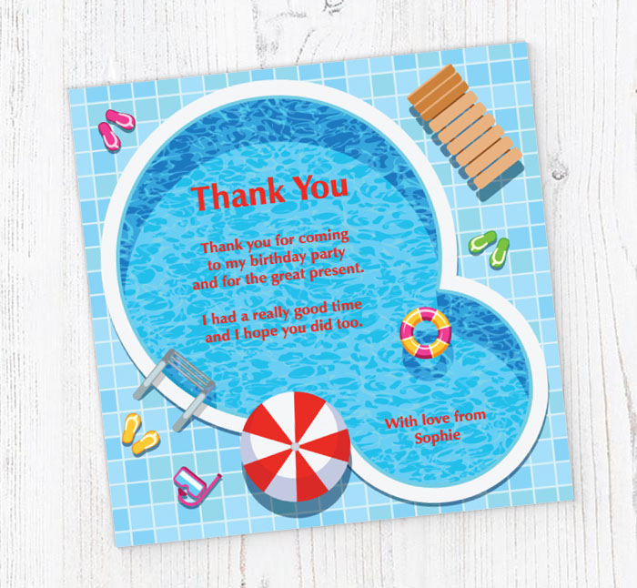 swimming pool thank you cards