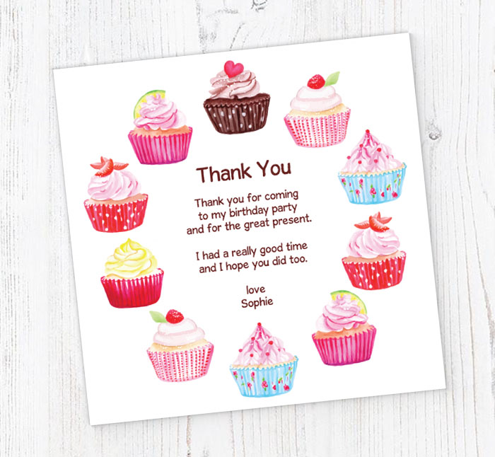 yummy cupcakes thank you cards