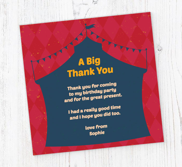 big top thank you cards